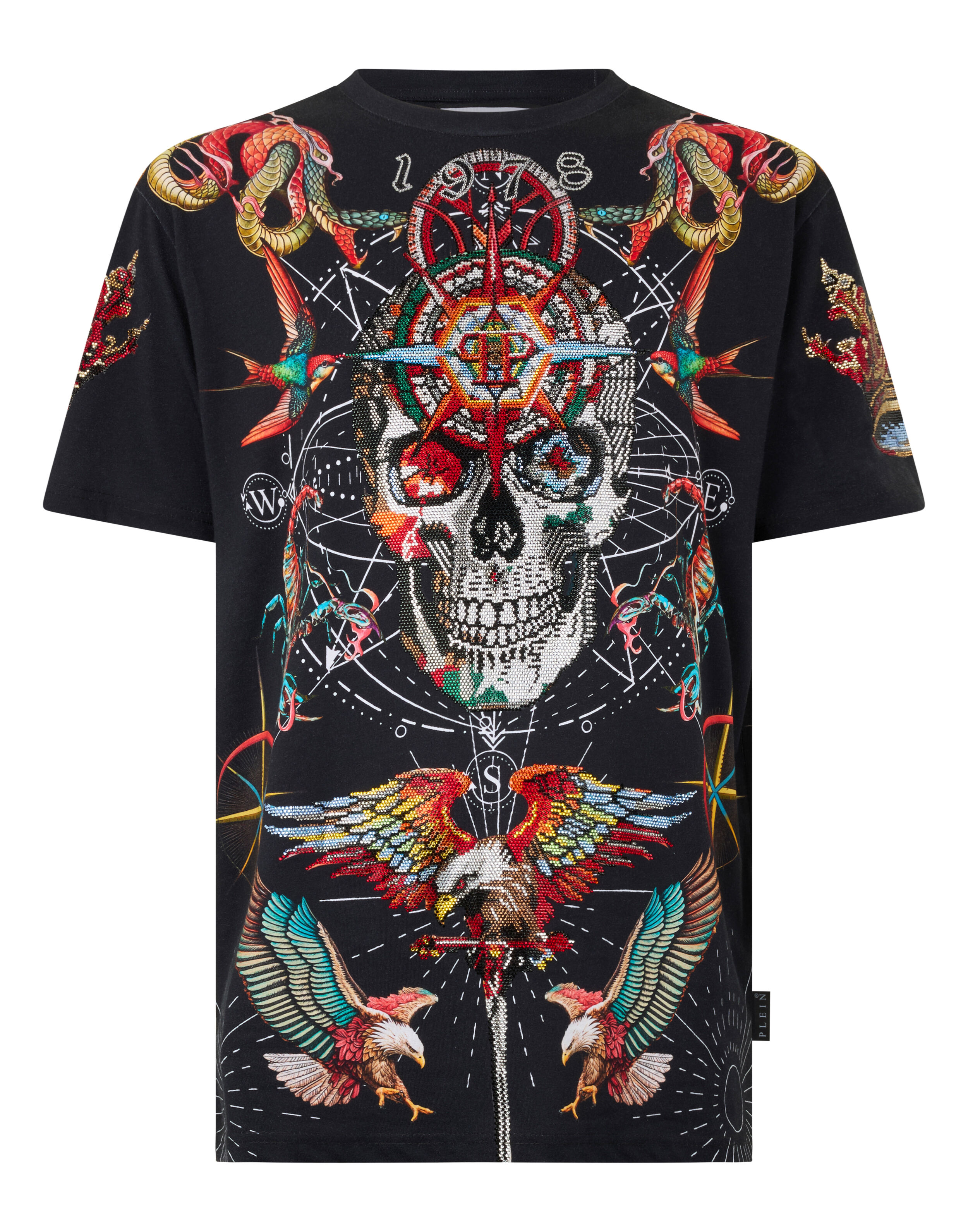 T-shirt à col rond avec pierres de tatouage