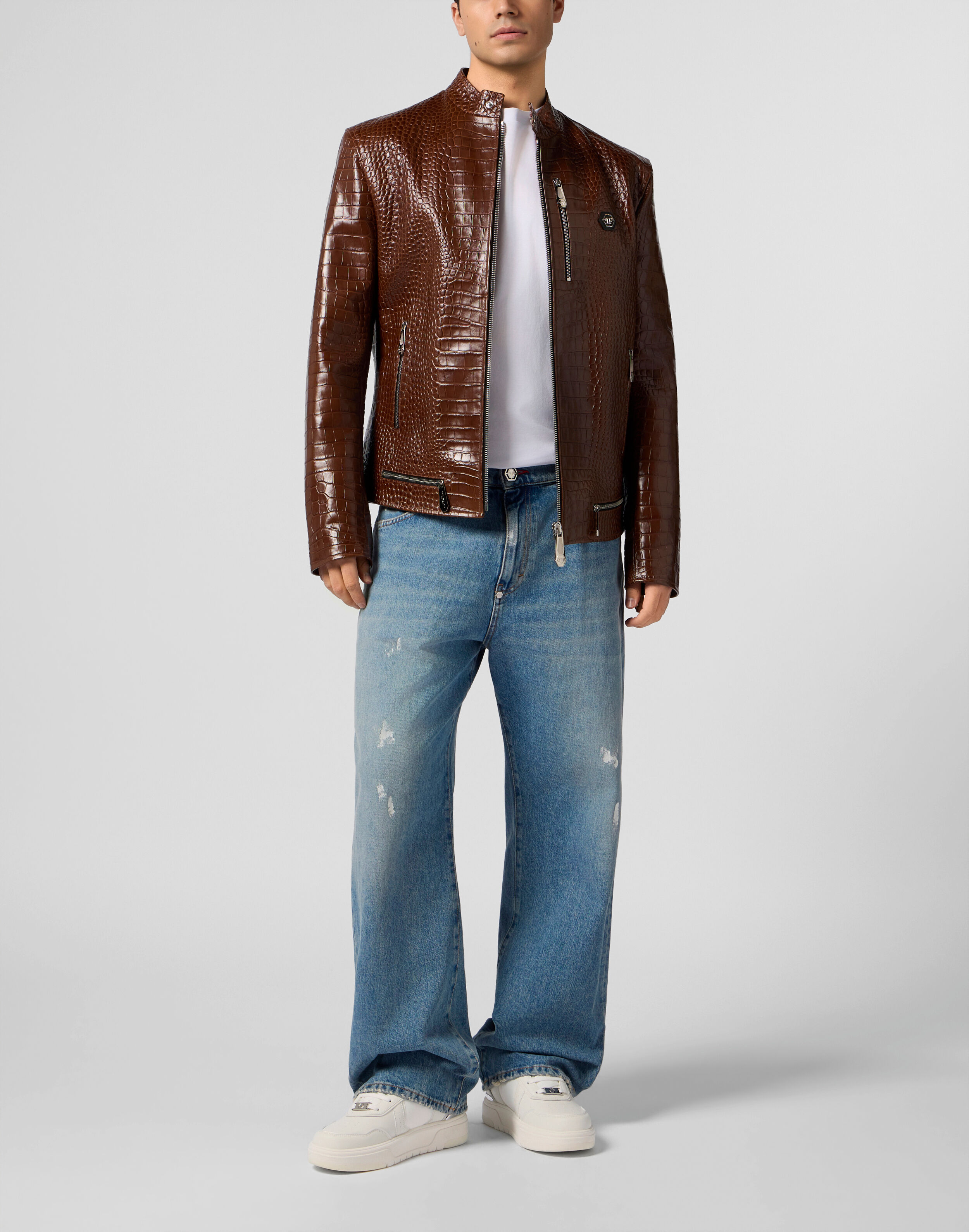 Veste Moto en Cuir Cocco
