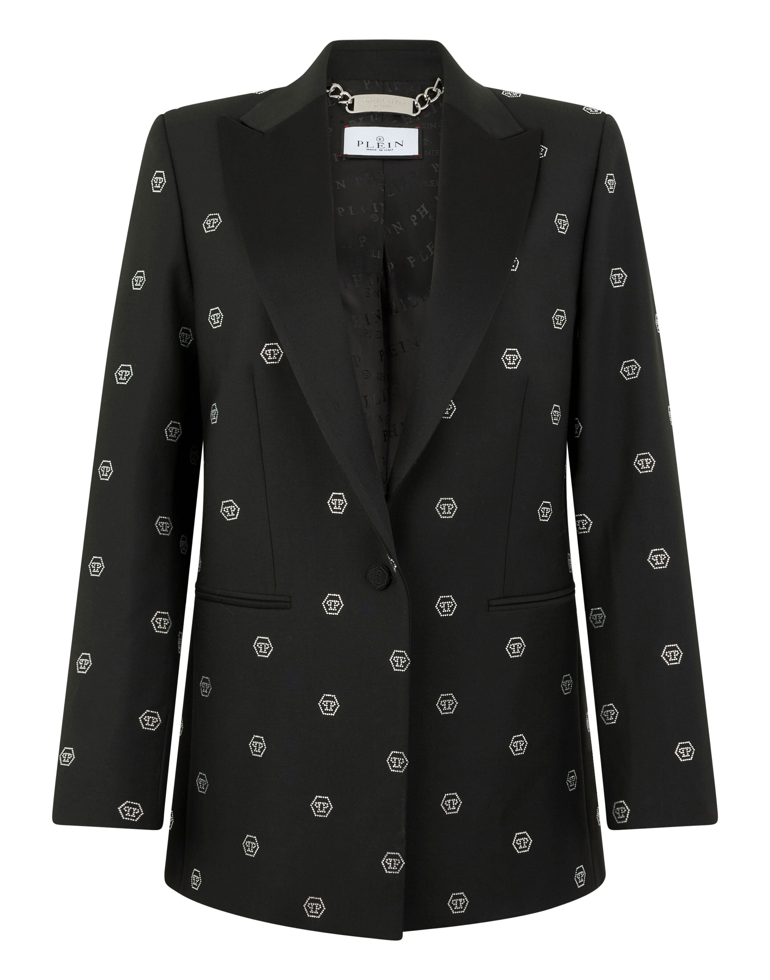 Blazer à motif monogramme strass en coupe boyfriend