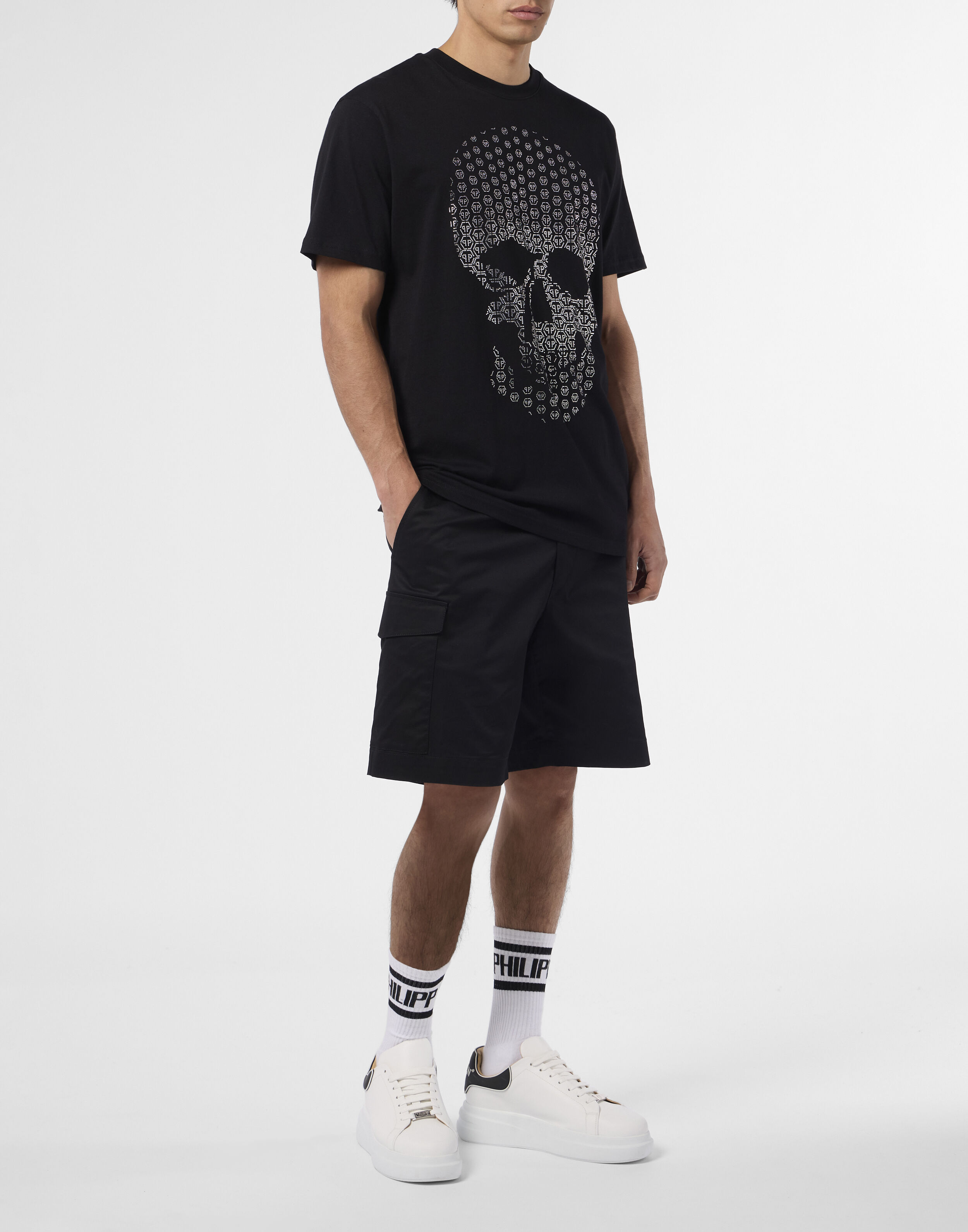T-shirt col rond Crâne Strass Crâne Strass