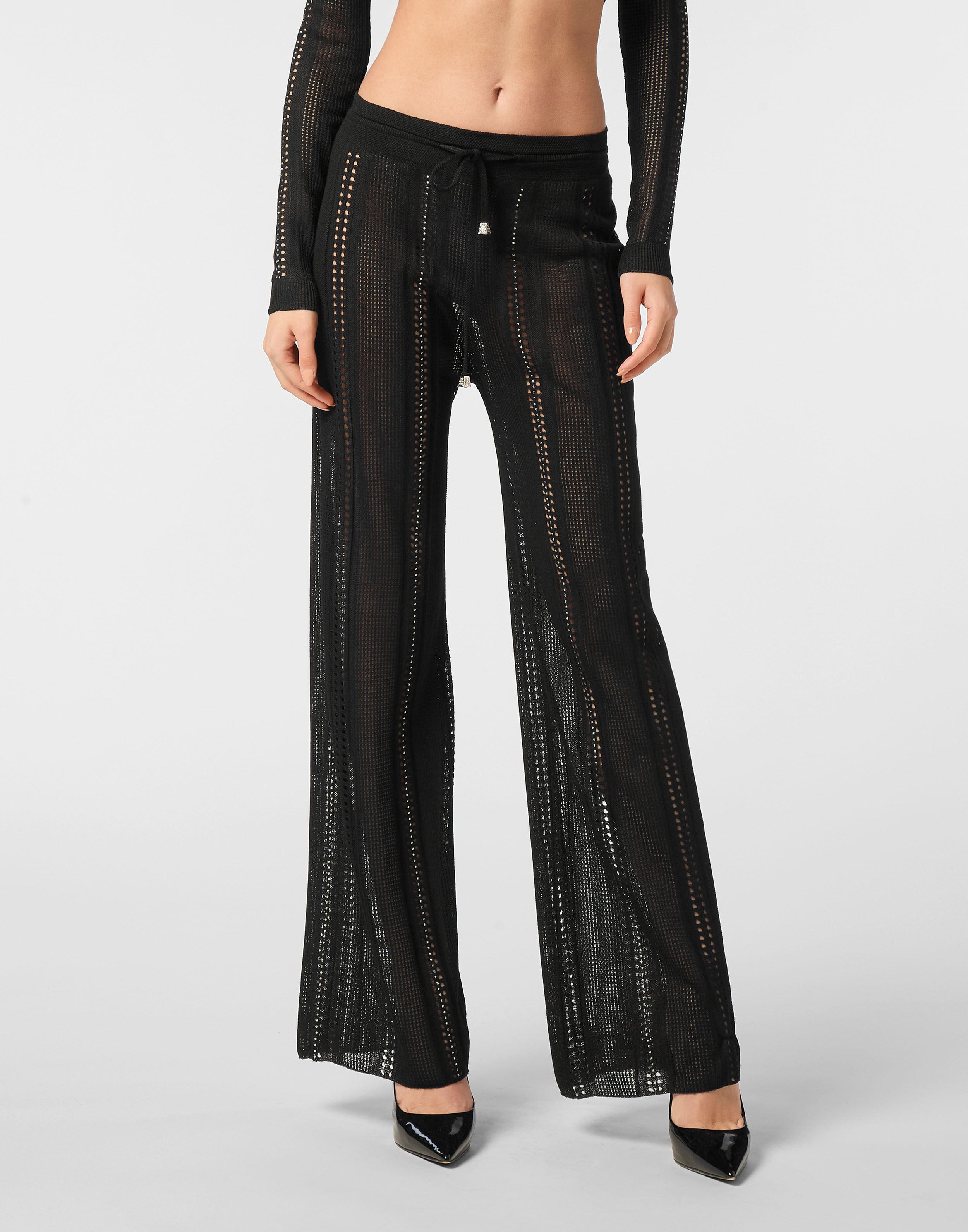 Pantalons à effet flare en maille