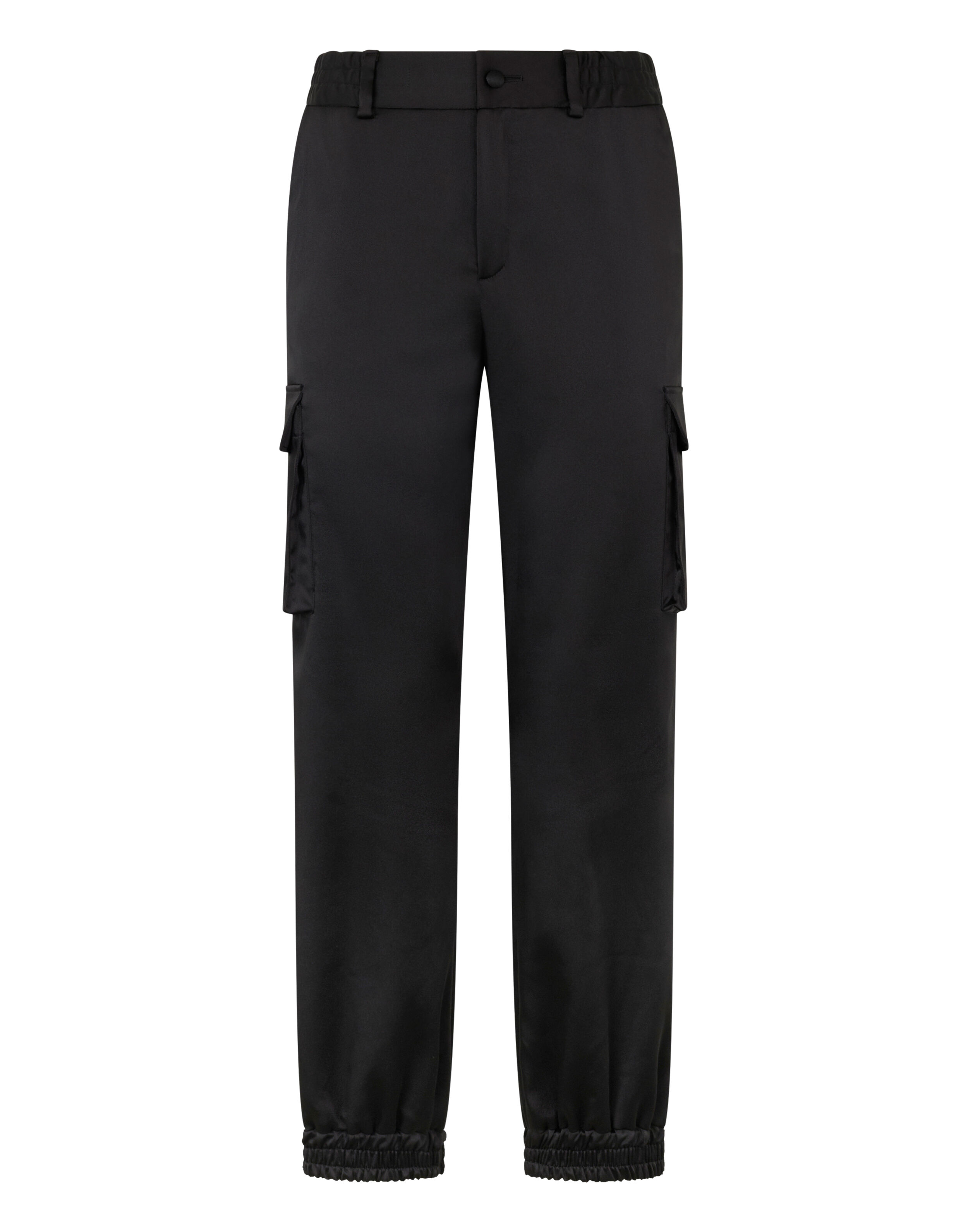Pantalons Cargo en Satin à Taille Élastique avec Cordon