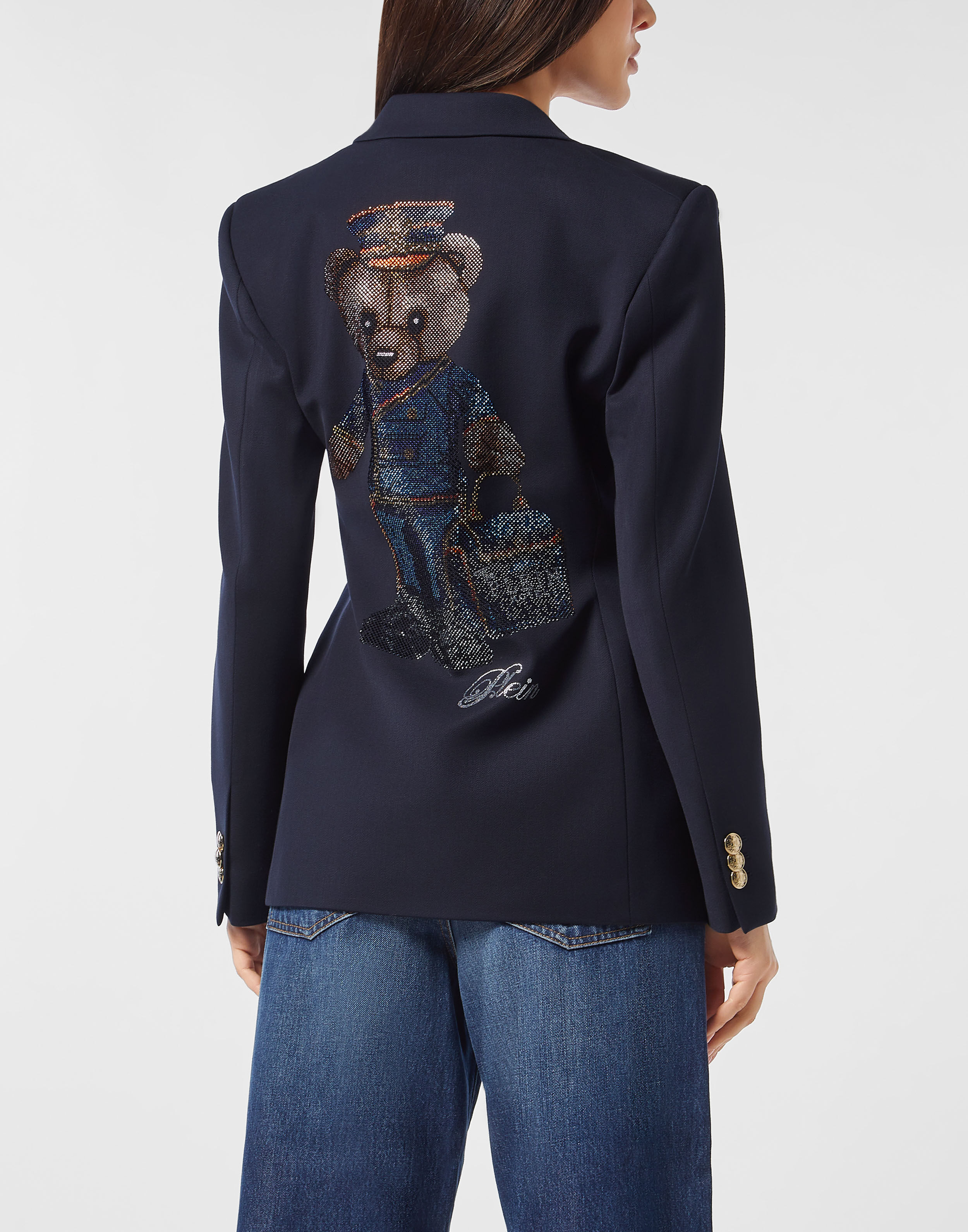 Blazer Double-Breasted Marine Fit Teddy