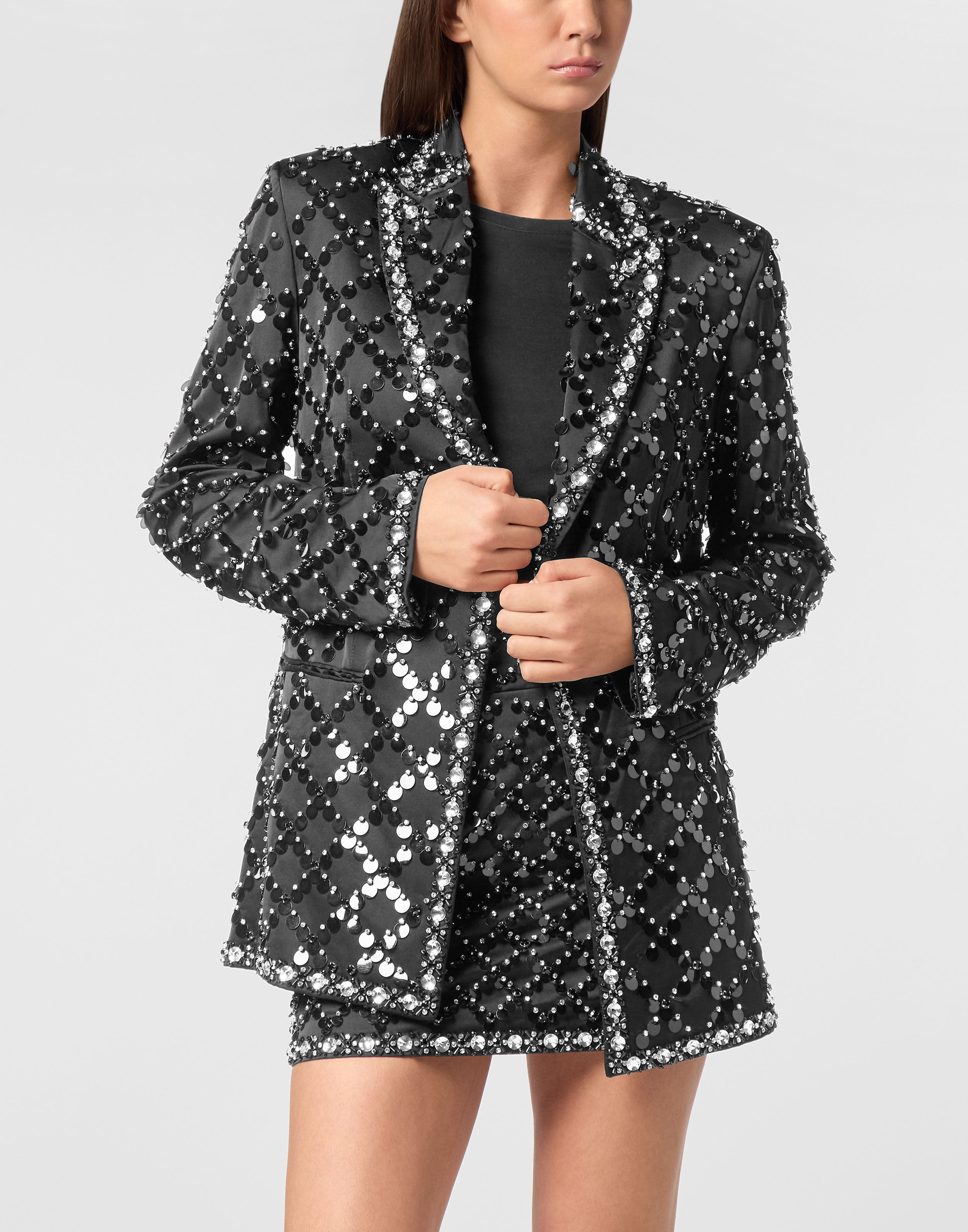 Blazer Coupe Boyfriend à Paillettes