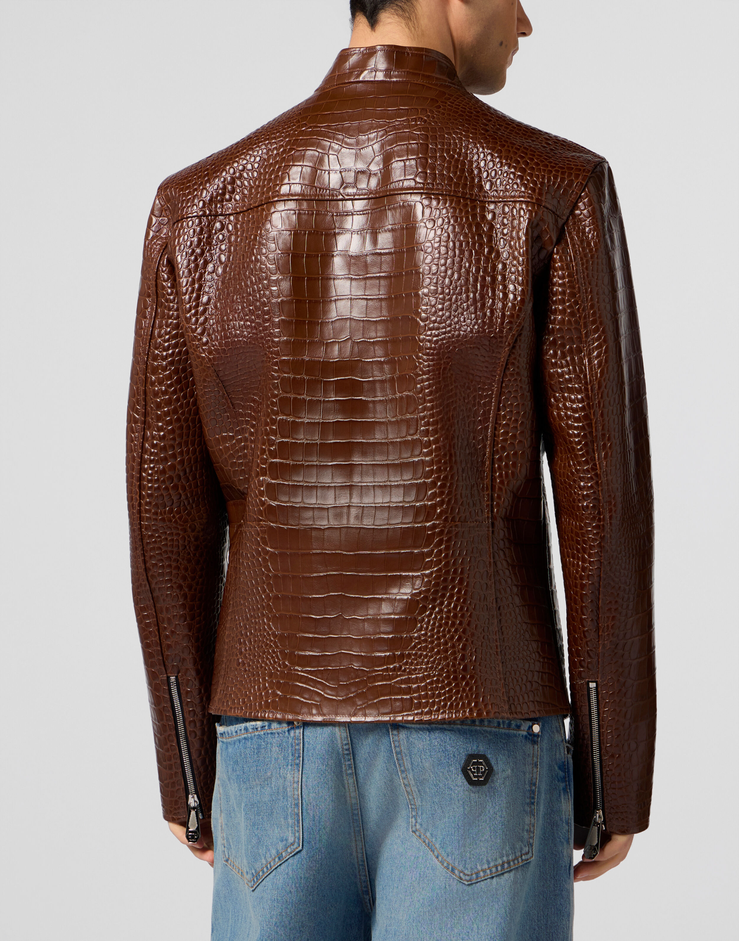 Veste Moto en Cuir Cocco