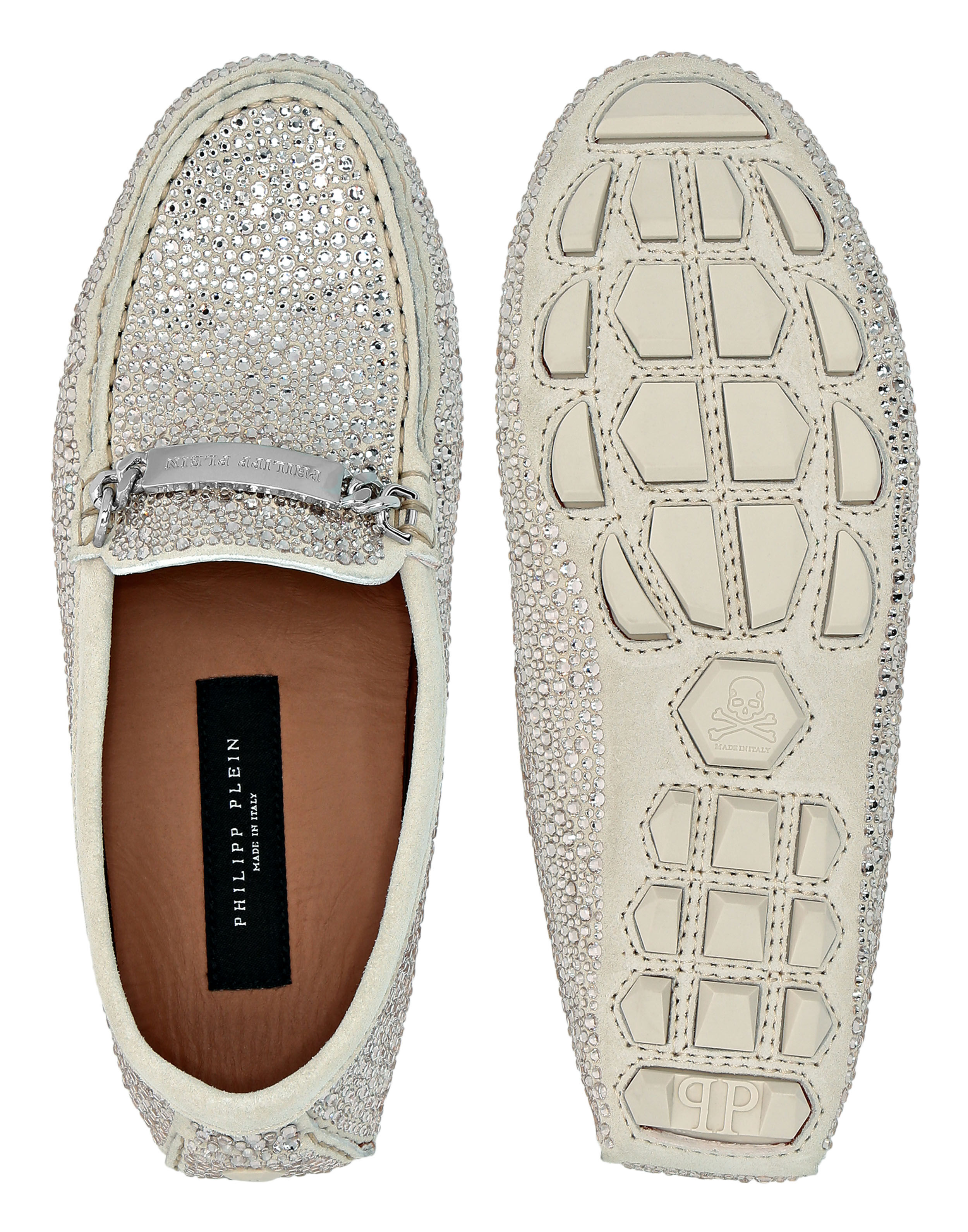 Mocassin en daim avec strass