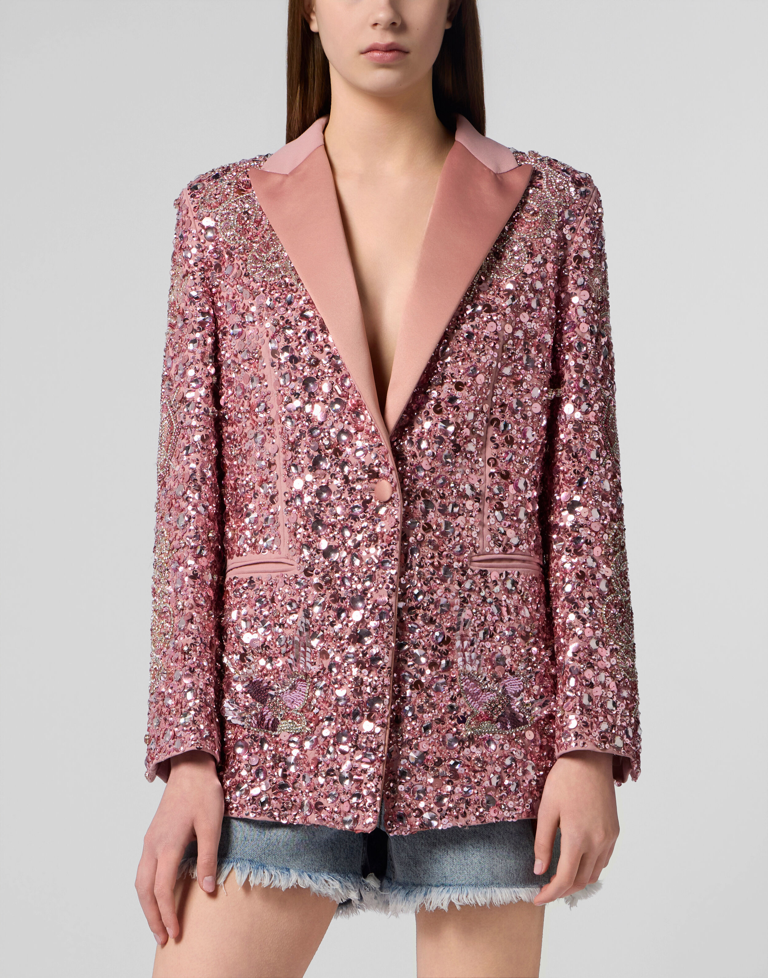 Blazer à motif papillon avec paillettes pour homme