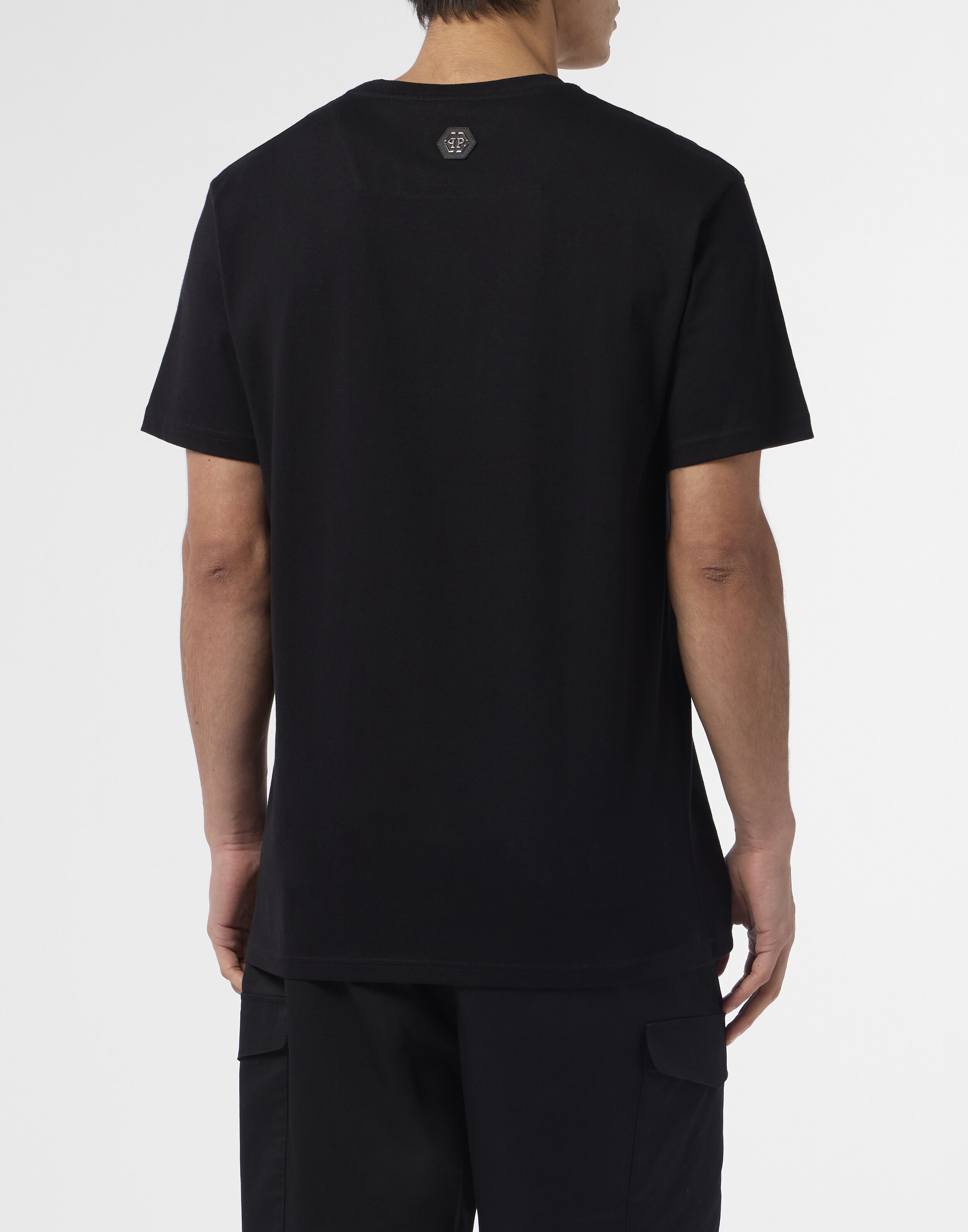 T-shirt col rond crâne strass crâne strass