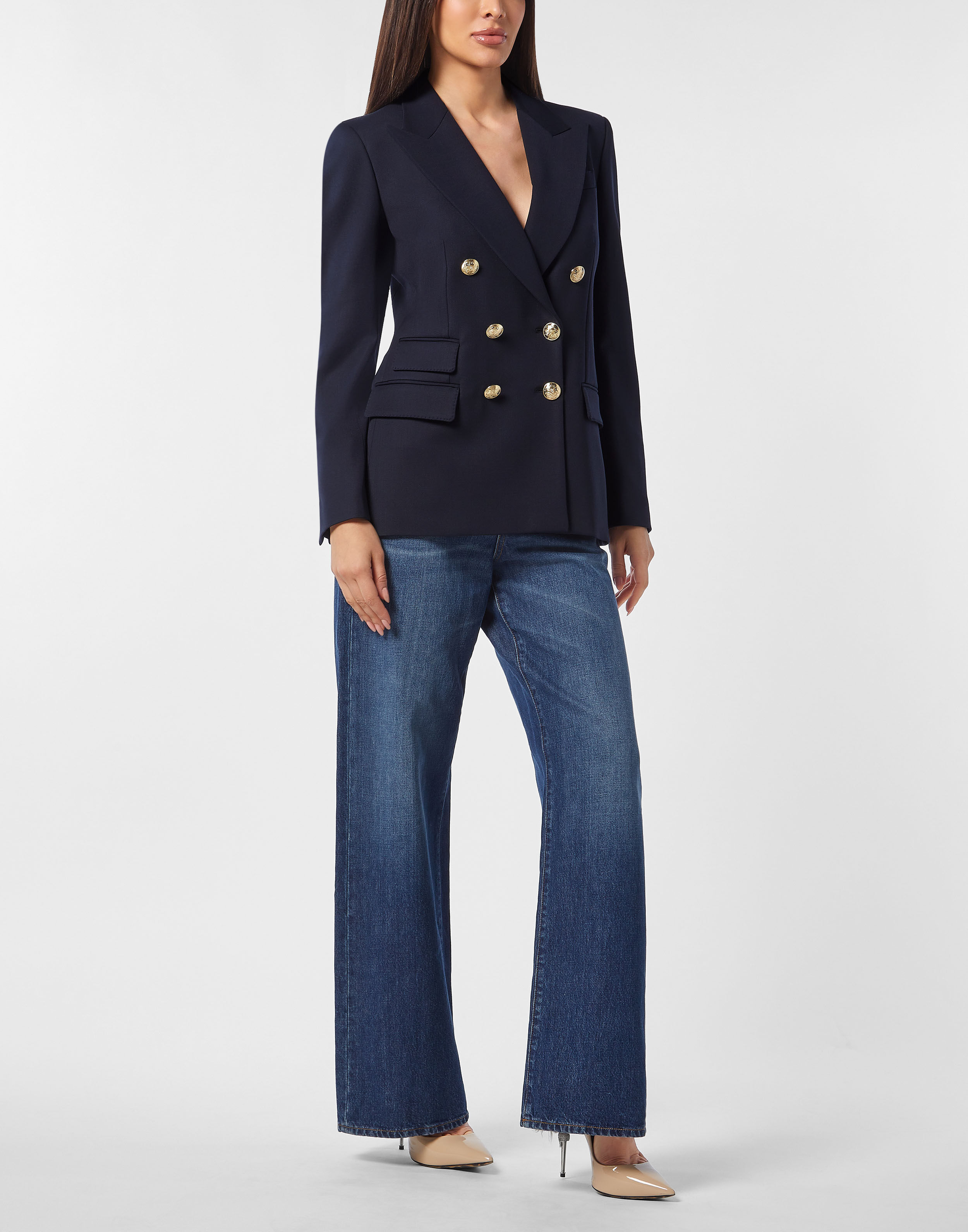Blazer Double-Breasted Marine Fit Teddy