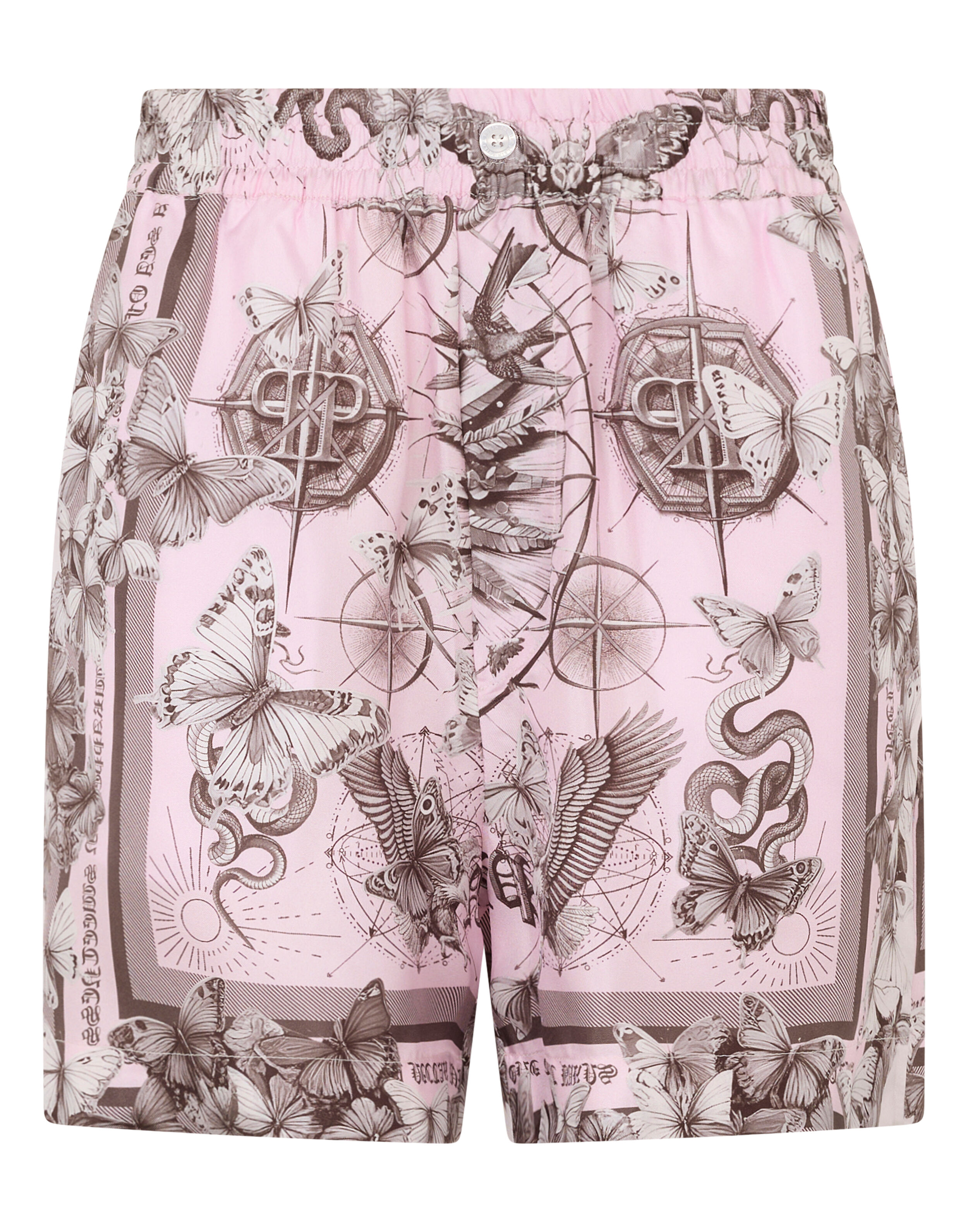 Shorts en soie avec motif papillon