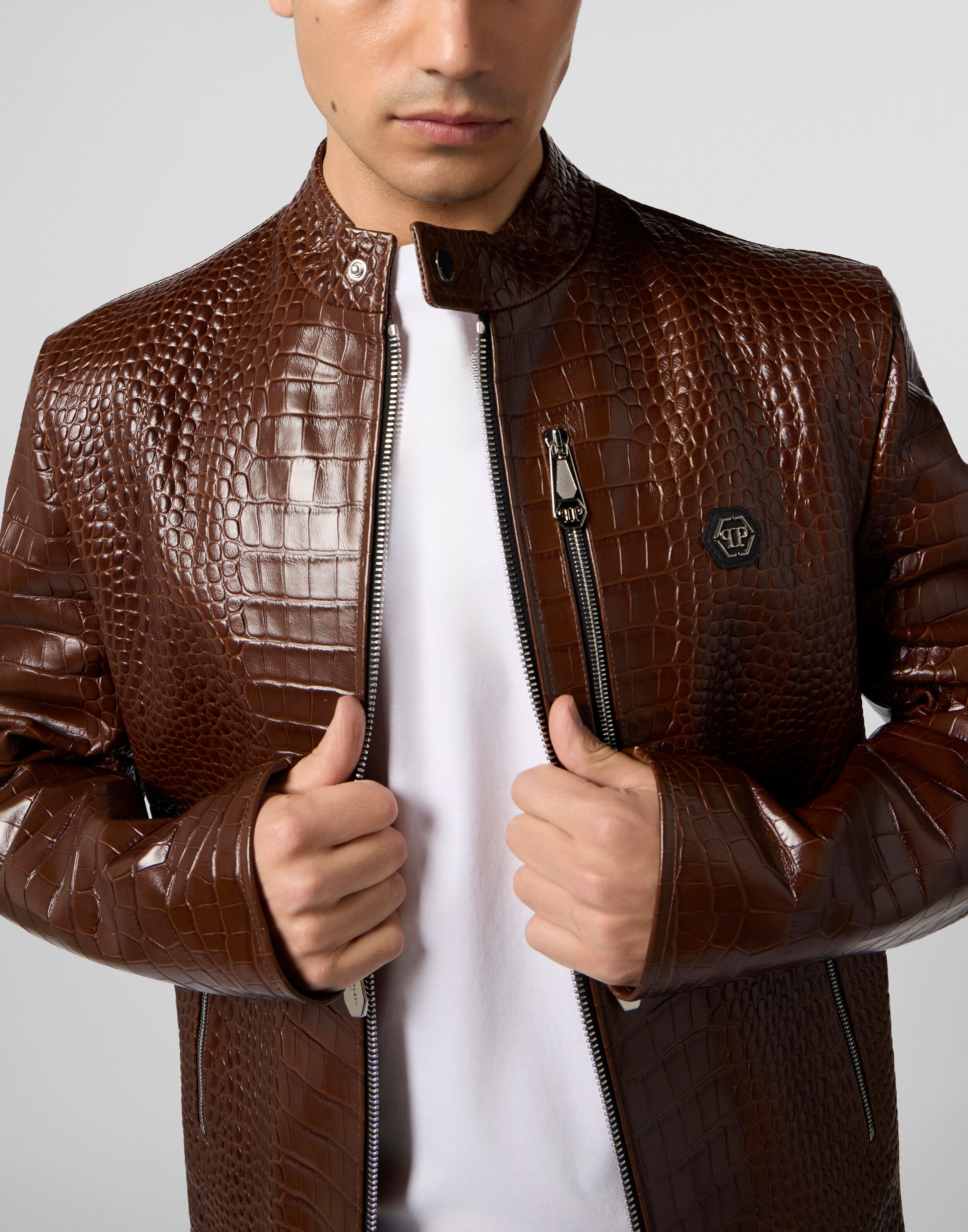 Veste Moto en Cuir Cocco
