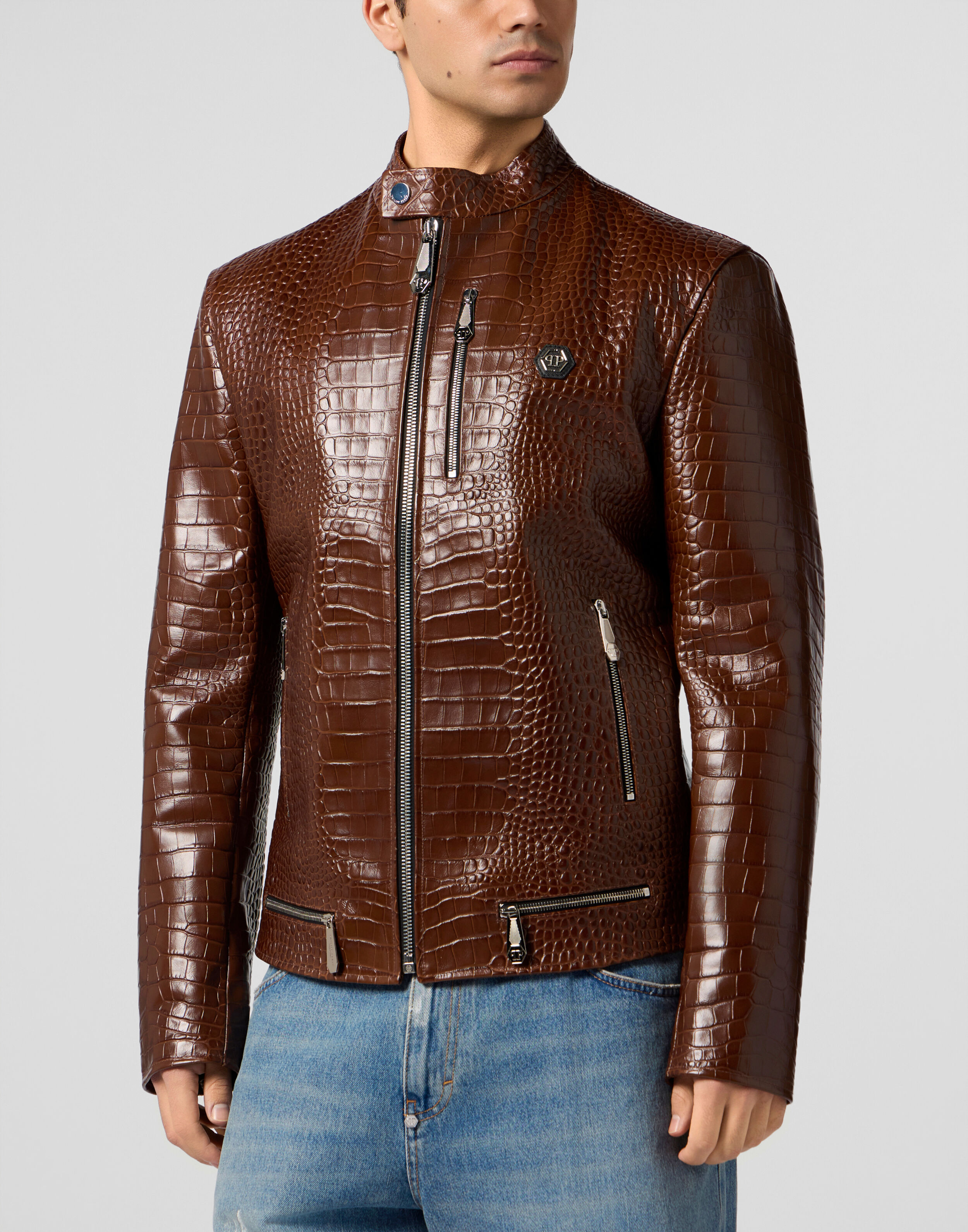 Veste Moto en Cuir Cocco
