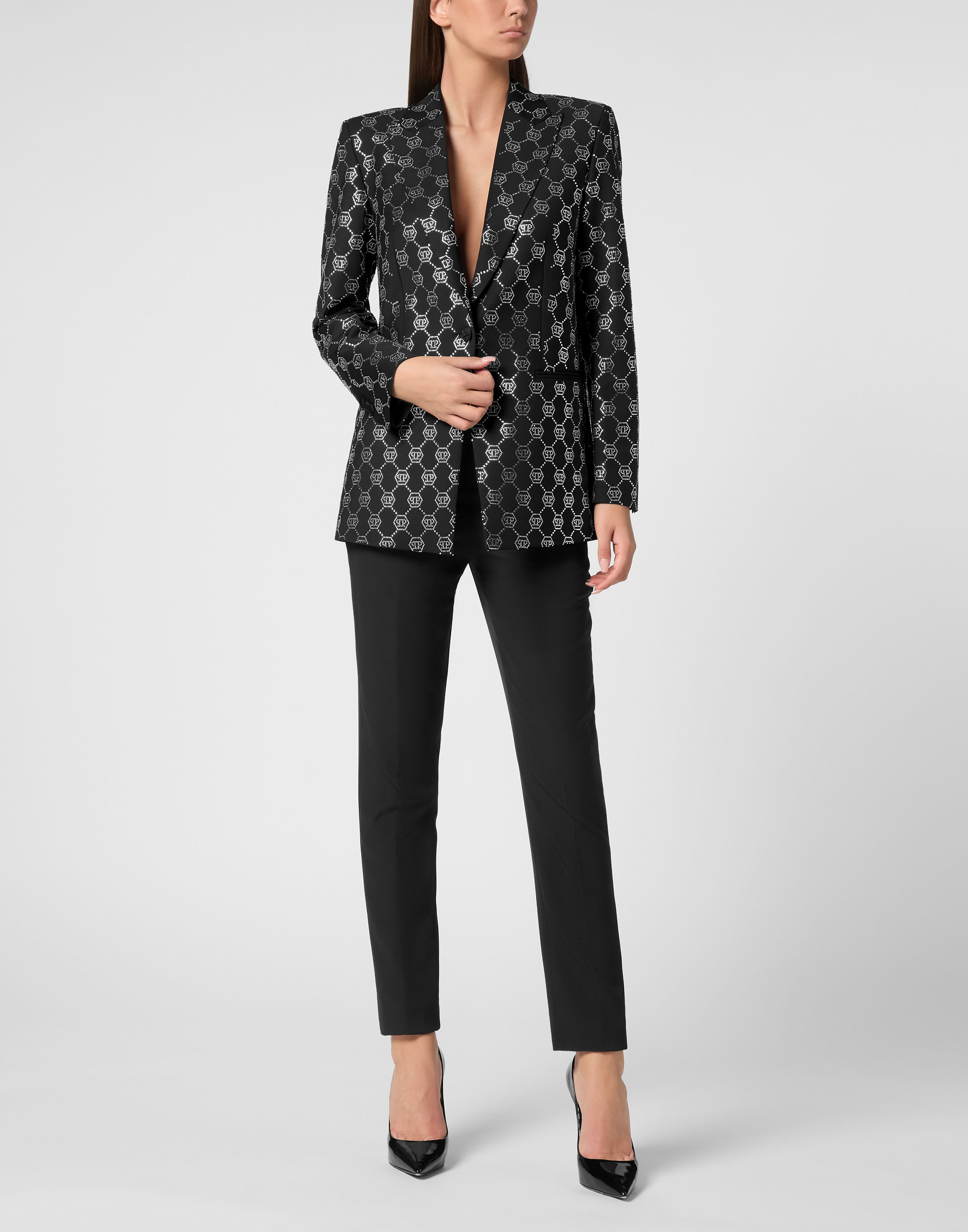 Blazer en laine avec strass monogramme