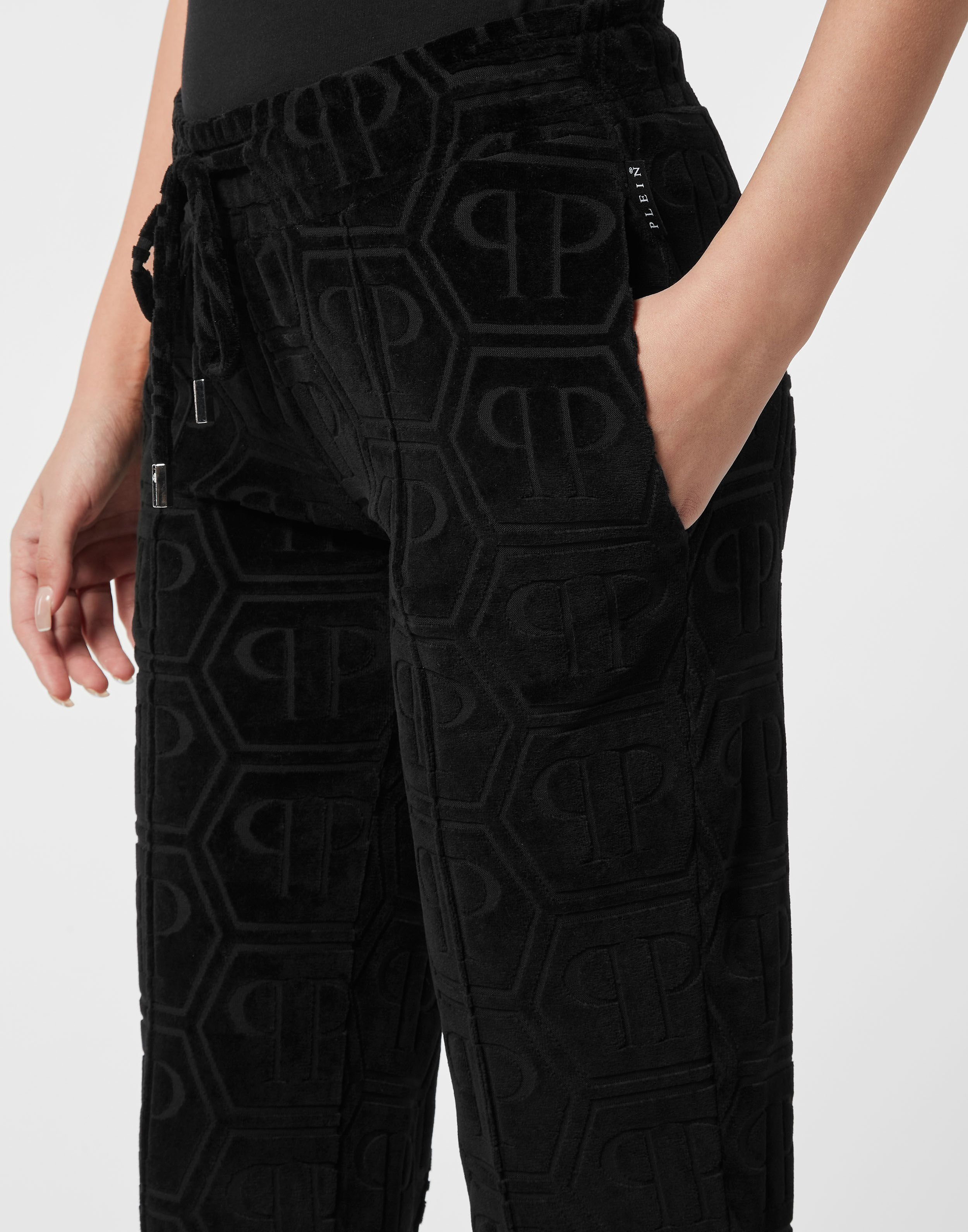Pantalon de jogging à effet flare avec monogramme jacquard