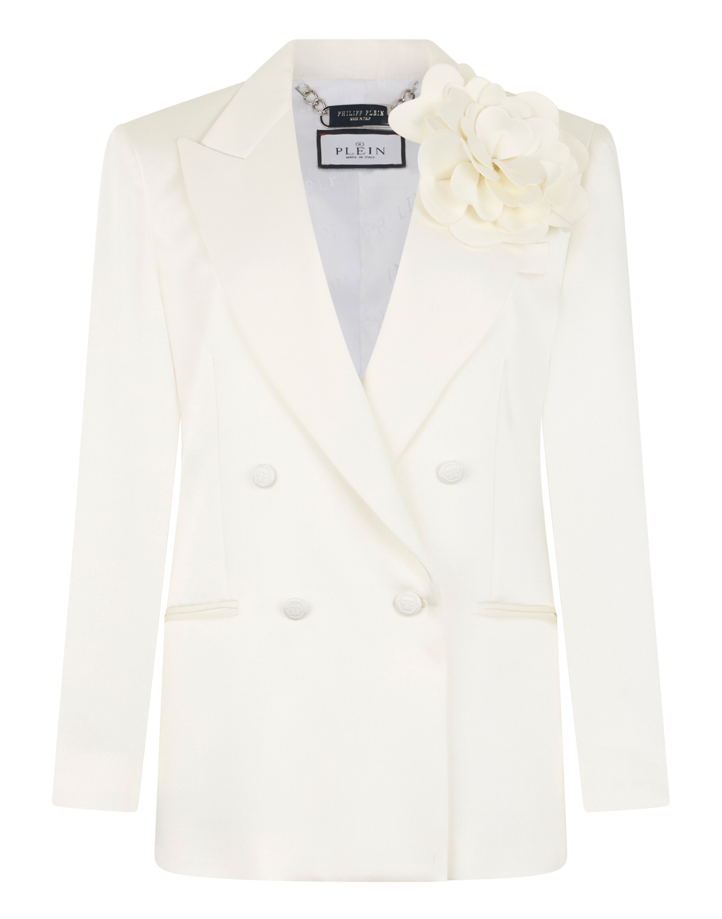 Blazer en satin à double boutonnage Roses
