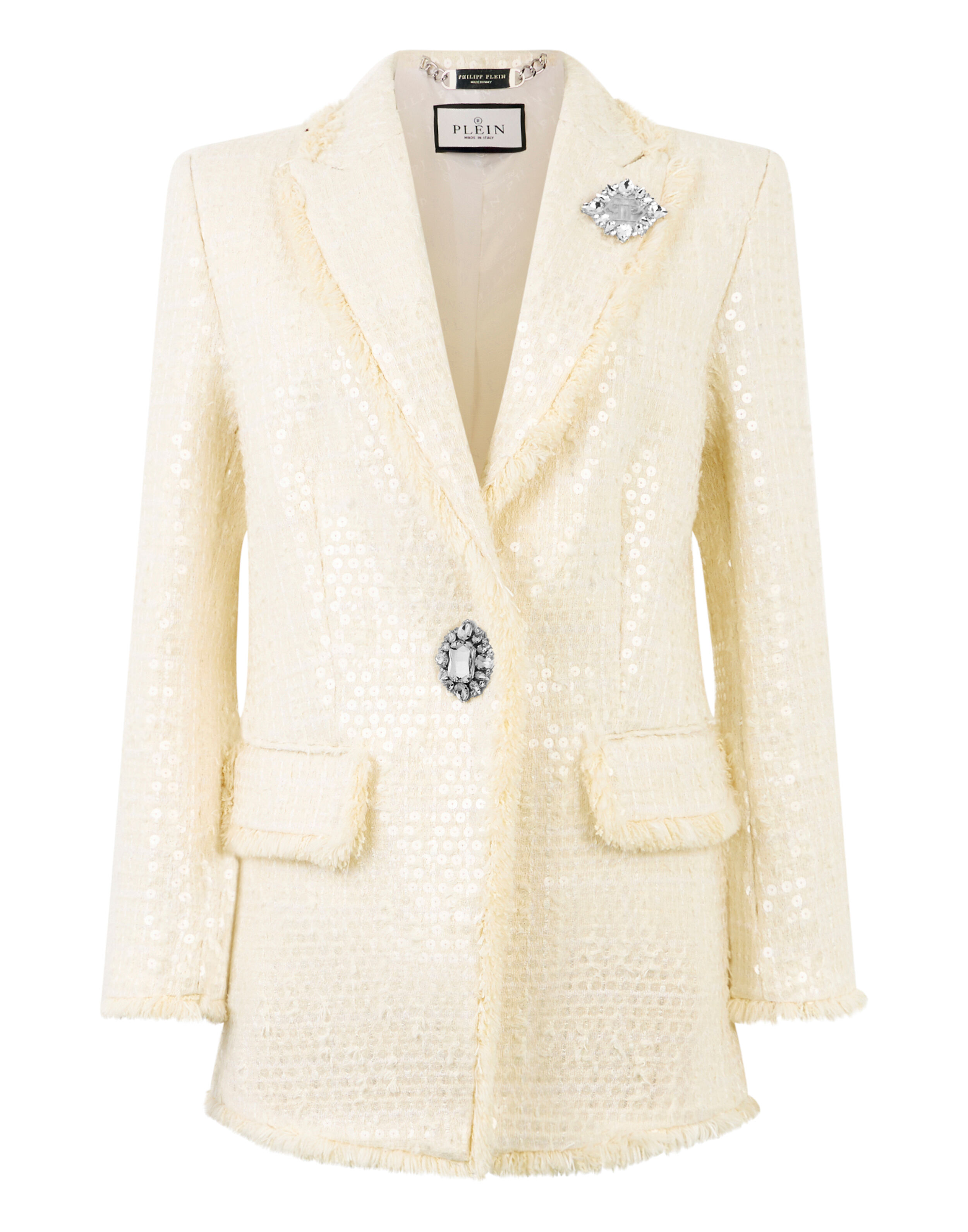 Blazer Paillettes à Coupe Boyfriend Tweed