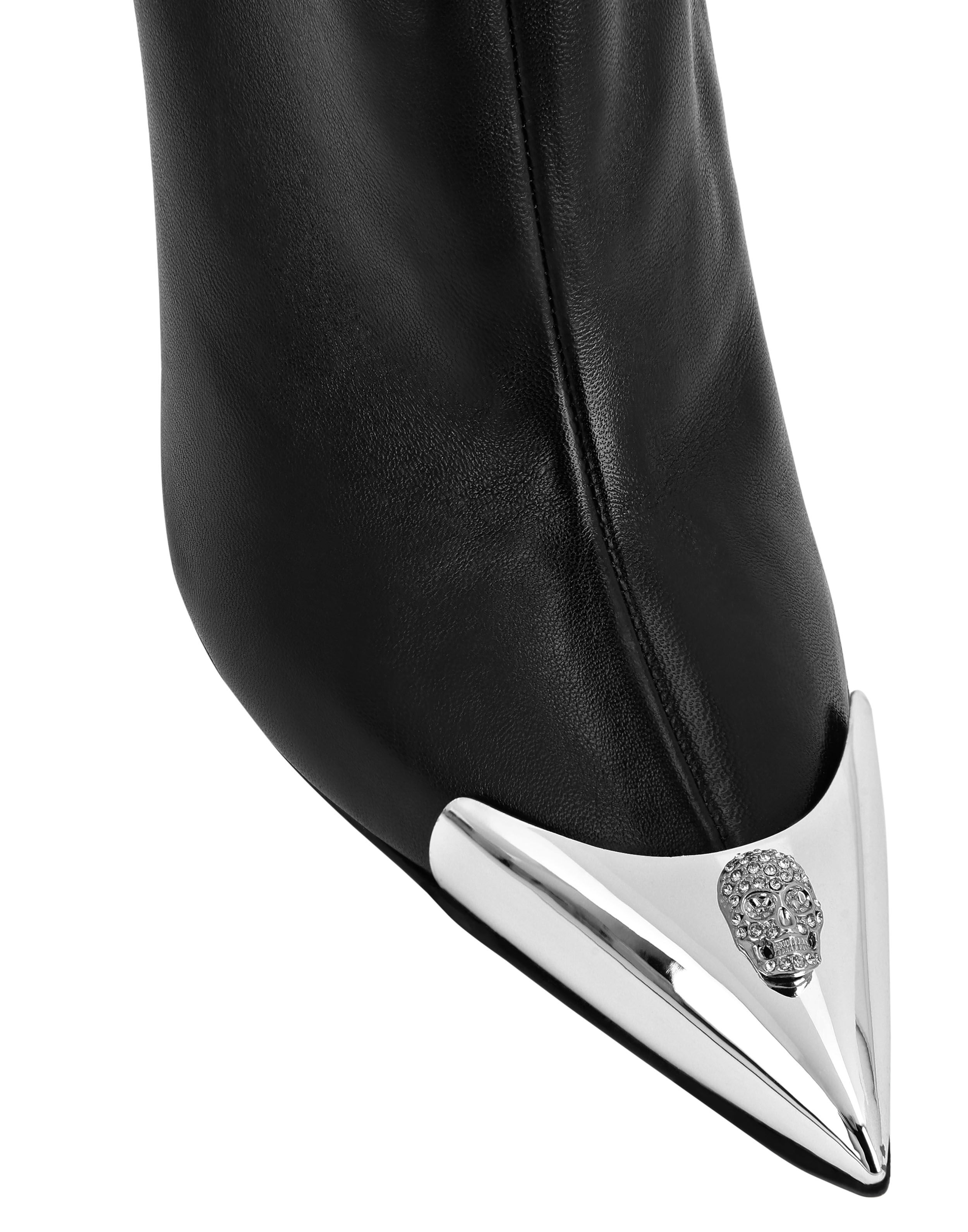 Bottes en cuir à talons hauts Mid Skull strass