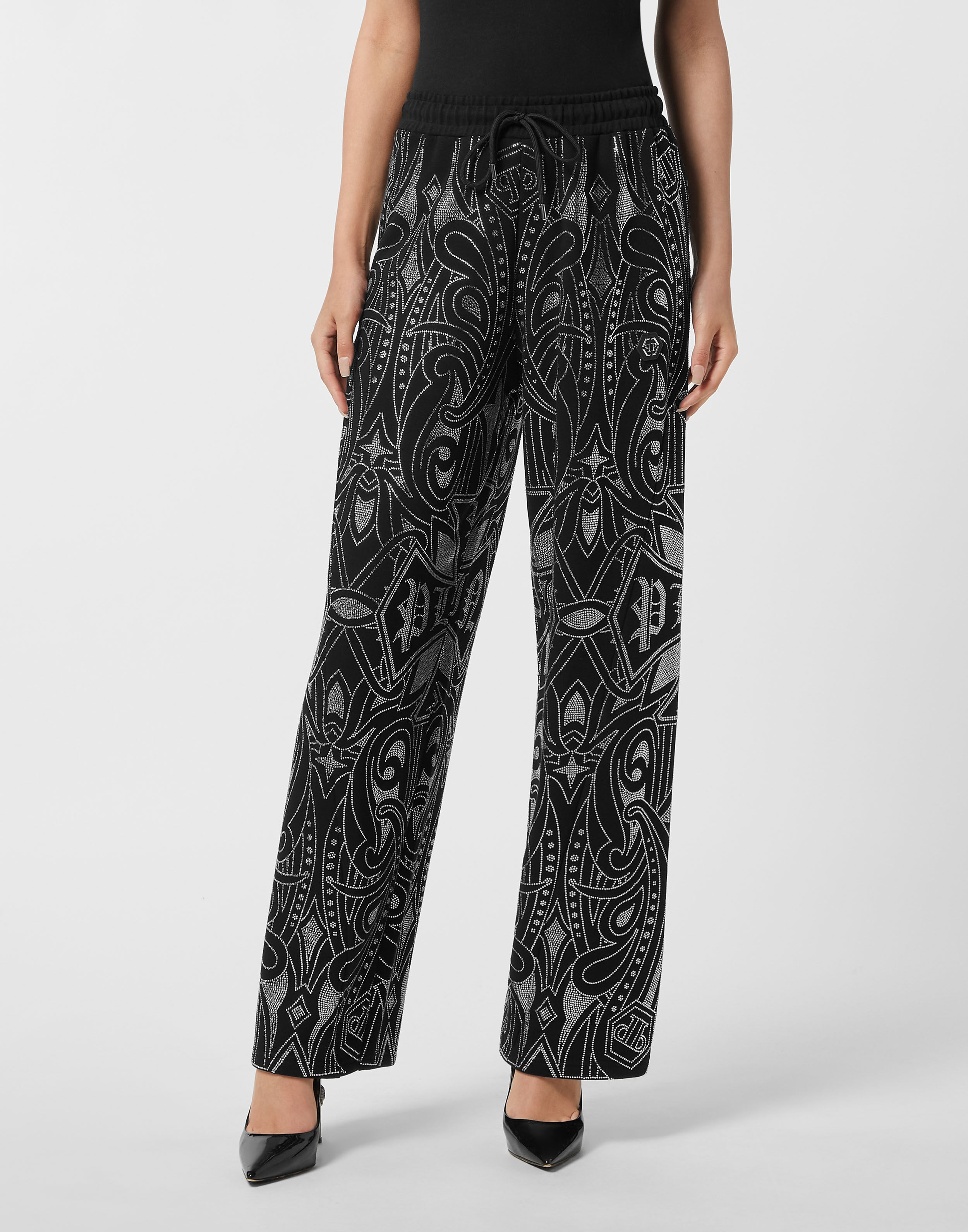 Pantalon de jogging à coupe patineuse gothique Plein Strass